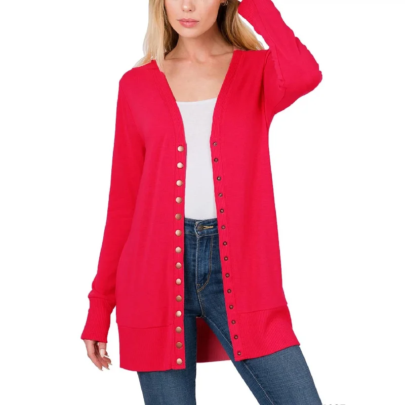 lightweight women cardigan for spring and fallFlora Snap Button Cardigan In Ruby