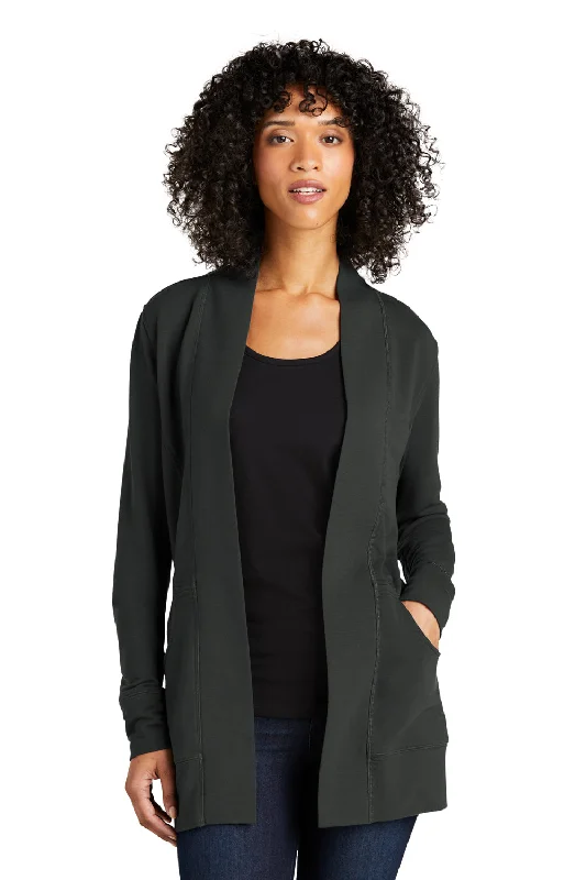 long length women cardigan with side slitsPort Authority Womens Microterry Snag Resistant Long Sleeve Cardigan Sweater - Charcoal Grey