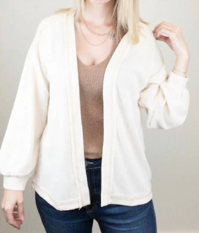 cropped women cardigan to pair with high - waisted jeansReverse Stitch Cardigan In Cream