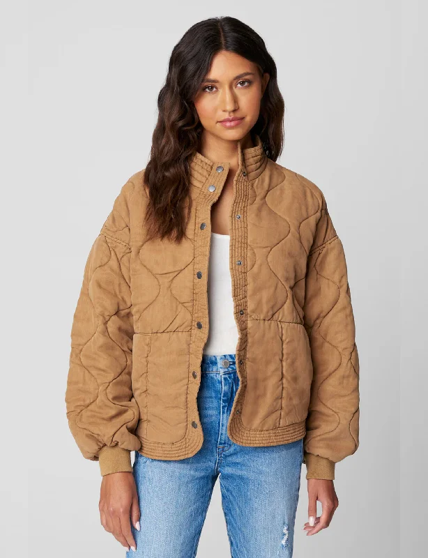 Women's Notched Lapel Blazers in Beige for a Timeless OutfitSoft Quilted Jacket, Chai Tea