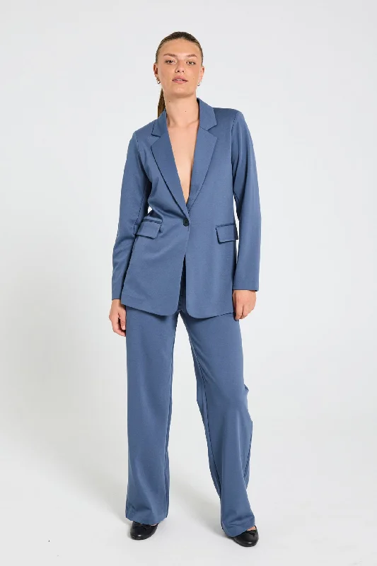 Plus Size Women's Military - Inspired Blazers with Gold Accents for a Bold LookBlazer fqnanni vintage indigo