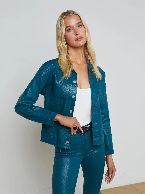 Plus Size Women's Double - Breasted Wool Blazers for Winter Office WearJanelle Coated Denim Jacket