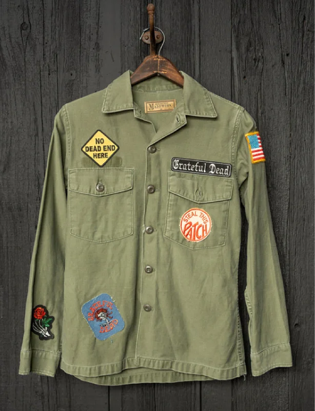 Single - Breasted Women's Corduroy Blazers in Mustard Yellow for an Autumn VibeGrateful Dead Military Jacket, Army Fade